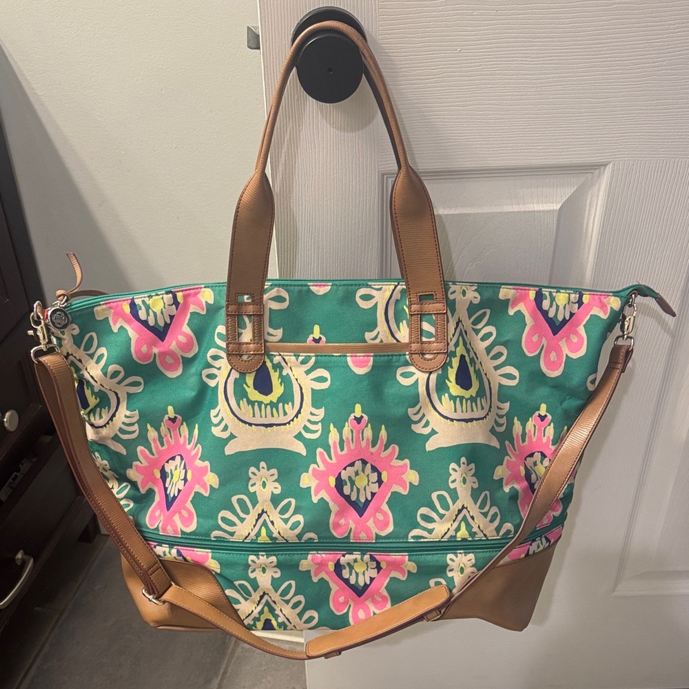 Stylish Green and Pink Tote Bag